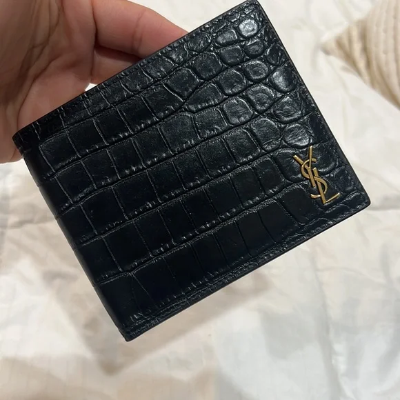 🖤SAINT LAURENT🖤Crocodile-Embossed Leather Wallet - Picture 3 of 15